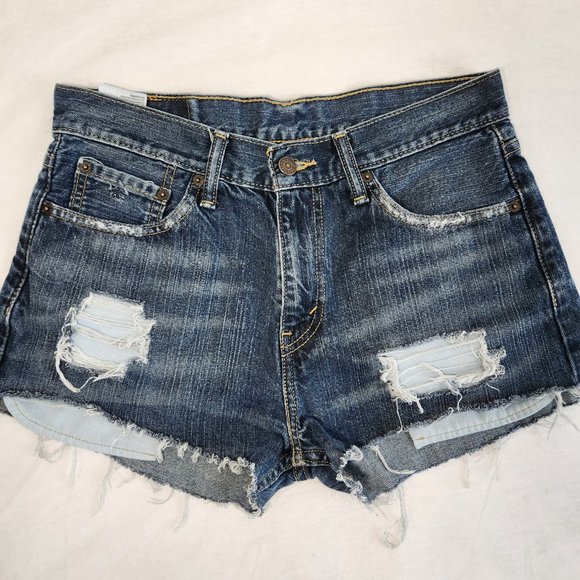 LEVI'S 508 Jeans Shorts High Rise Distressed Size W30 L30 100% Cotton LIKE NEW! - Picture 5 of 16